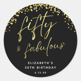 Adesivo Redondo Elegante Script 50 e Fabuloso Aniversário