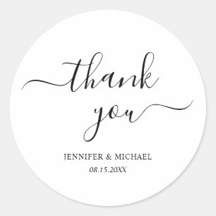 Adesivo Redondo Elegante Script Moderno Simples Obrigado Escrito à