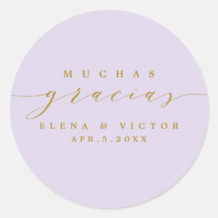 ADESIVO REDONDO ELEGANTE SCRIPT MUCHAS GRACIAS   OBRIGADO, STICKER