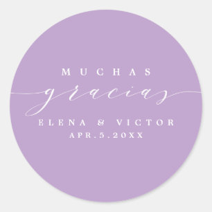 ADESIVO REDONDO ELEGANTE SCRIPT MUCHAS GRACIAS   OBRIGADO, STICKER