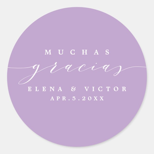 ADESIVO REDONDO ELEGANTE SCRIPT MUCHAS GRACIAS | OBRIGADO, STICKER (Frente)