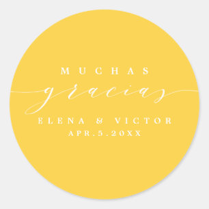 ADESIVO REDONDO ELEGANTE SCRIPT MUCHAS GRACIAS OBRIGADO, STICKER