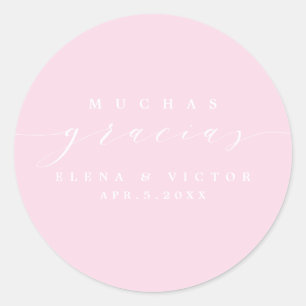 ADESIVO REDONDO ELEGANTE SCRIPT MUCHAS GRACIAS OBRIGADO, STICKER