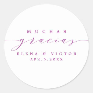 ADESIVO REDONDO ELEGANTE SCRIPT MUCHAS GRACIAS   OBRIGADO, STICKER