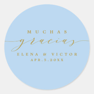 ADESIVO REDONDO ELEGANTE SCRIPT MUCHAS GRACIAS OBRIGADO, STICKER