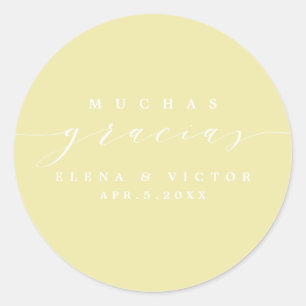 ADESIVO REDONDO ELEGANTE SCRIPT MUCHAS GRACIAS   OBRIGADO, STICKER