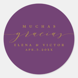ADESIVO REDONDO ELEGANTE SCRIPT MUCHAS GRACIAS   OBRIGADO, STICKER