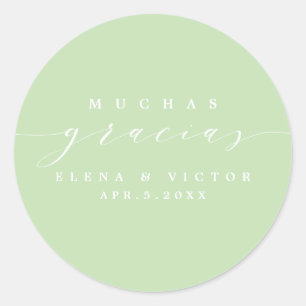 ADESIVO REDONDO ELEGANTE SCRIPT MUCHAS GRACIAS OBRIGADO, STICKER