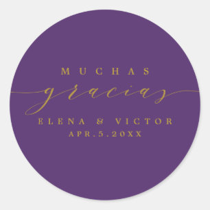 ADESIVO REDONDO ELEGANTE SCRIPT MUCHAS GRACIAS   OBRIGADO, STICKER