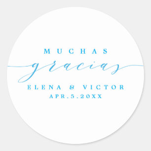 ADESIVO REDONDO ELEGANTE SCRIPT MUCHAS GRACIAS   OBRIGADO, STICKER