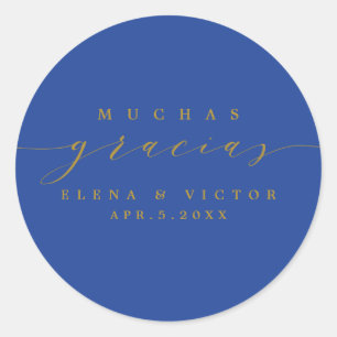 ADESIVO REDONDO ELEGANTE SCRIPT MUCHAS GRACIAS   OBRIGADO, STICKER