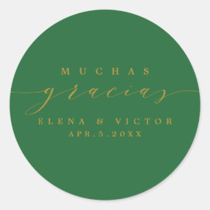 ADESIVO REDONDO ELEGANTE SCRIPT MUCHAS GRACIAS OBRIGADO, STICKER