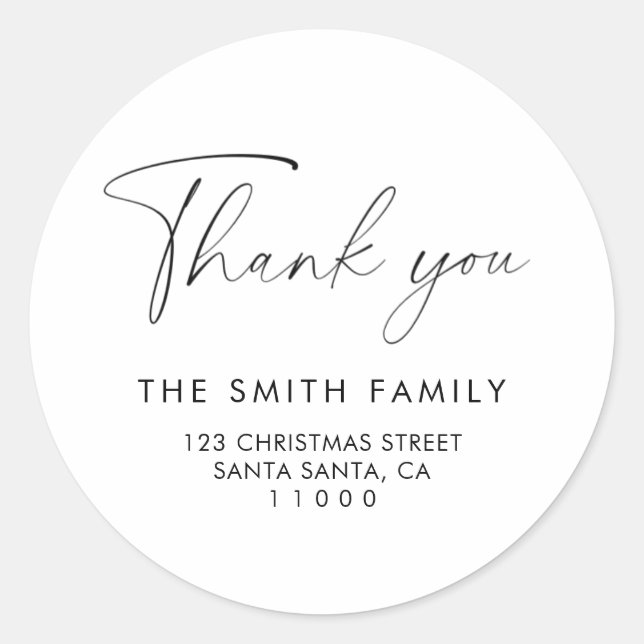 Adesivo Redondo Elegante Script Natal Obrigado (Frente)