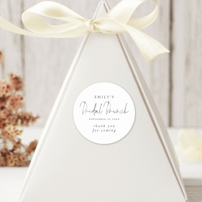 Adesivo Redondo Elegante Script Obrigado Brunch Chá de Noiva (Criador carregado)