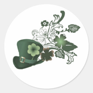 Adesivo Redondo Elegante Shamrock Hat