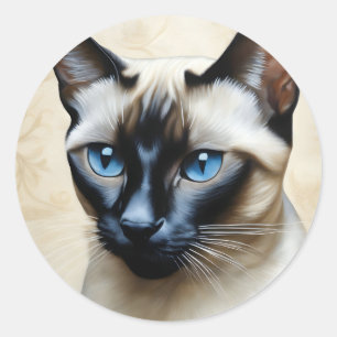 Adesivo Redondo Elegante Siamese Cat