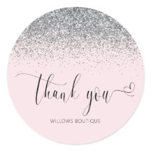 Elegante Silver Glitter Rosa Muito Obrigado