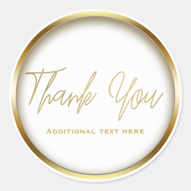 Adesivo Redondo Elegante Simples Glam Favor Chic Dourado e Branco (Frente)