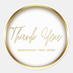 Adesivo Redondo Elegante Simples Glam Favor Chic Dourado e Branco