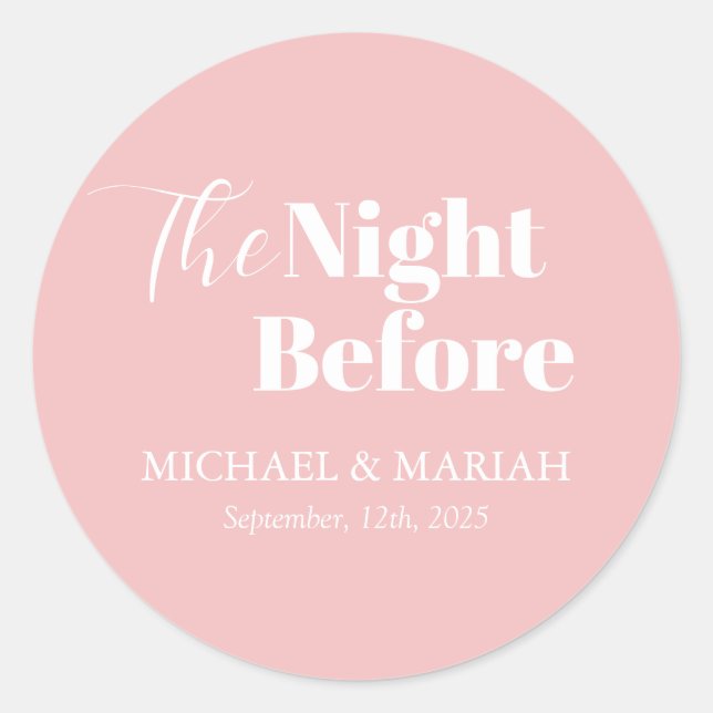 Adesivo Redondo Elegante Simples Na Noite Antes Do Janto De Ensaio (Frente)