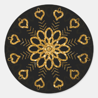 Adesivo Redondo Elegante Snowflake Floral Mandala Stickers