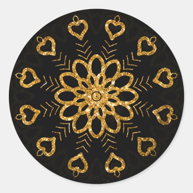 Adesivo Redondo Elegante Snowflake Floral Mandala Stickers (Frente)