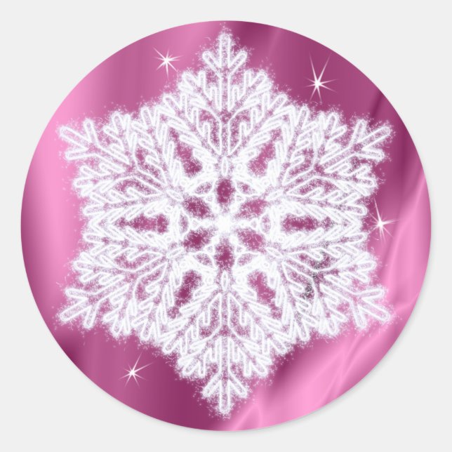 Adesivo Redondo Elegante Snowflake Rosa Girassol Natal (Frente)