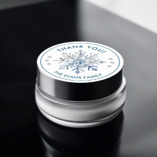 Adesivo Redondo Elegante Snowflake Watercolor Obrigado