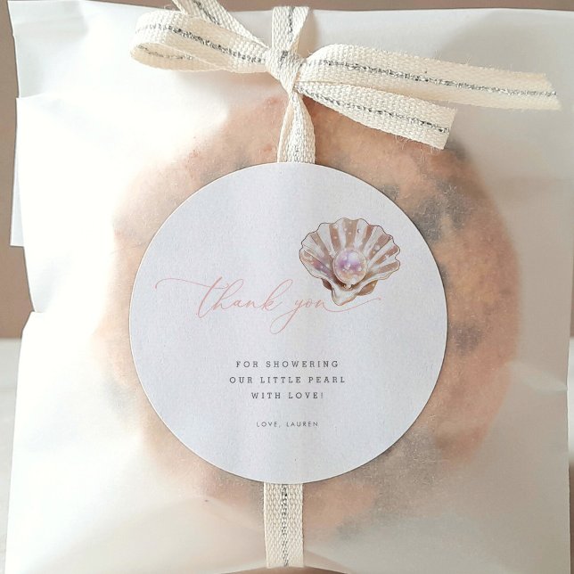 Adesivo Redondo Elegante Sob O Mar Pequeno Chá de fraldas De Pérol (Criador carregado)