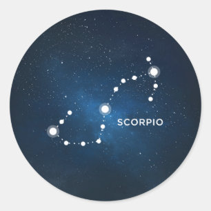 ADESIVO REDONDO ELEGANTE STARRY BLUE WATERCOLOR UNIVERSE - SCORPIO
