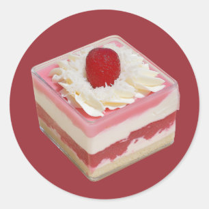 Adesivo Redondo Elegante Strawberry Mousse