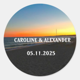 Adesivo Redondo Elegante Summer Ocean Sunset Tropical Beach Hawaii