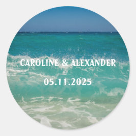 Adesivo Redondo Elegante Summer Ocean Water Tropical Beach Hawaii