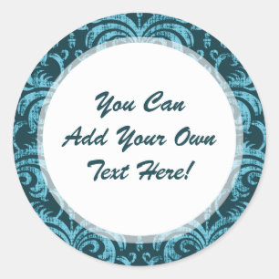 Adesivo Redondo Elegante Teal Green Gótica Grunge Damask
