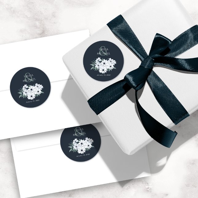 Adesivo Redondo Elegante Teal Mint Floral (Criador carregado)