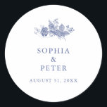 Adesivo Redondo Elegante Toile French Blue Weding Sticker<br><div class="desc">Projetado para coordenar com nossa coleção Toile French Blue Garden, este obrigado personalizável que você cola apresenta um floral francês estilo country em azul-mochila. Para personalização mais avançada deste design, por exemplo, alteração do layout, da fonte ou do tamanho do texto, clique no botão "PERSONALIZAR" acima. Por favor, entre em...</div>