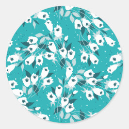 Adesivo Redondo Elegante Tulip Flower Pattern Botanical Art Design