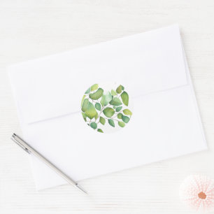 Adesivo Redondo Elegante verde botânico em aquarela