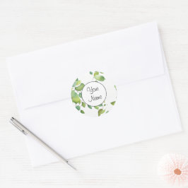 Adesivo Redondo Elegante verde botânico em aquarela verdejante