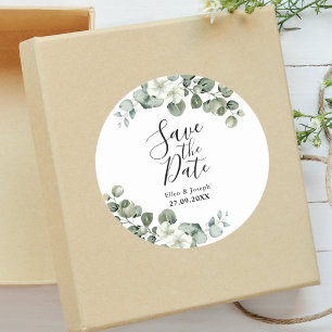 Adesivo Redondo Elegante Verde Eucalipto Casamento Salve A Data