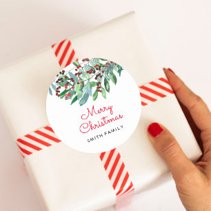 Adesivo Redondo Elegante Verde Natal Alegre