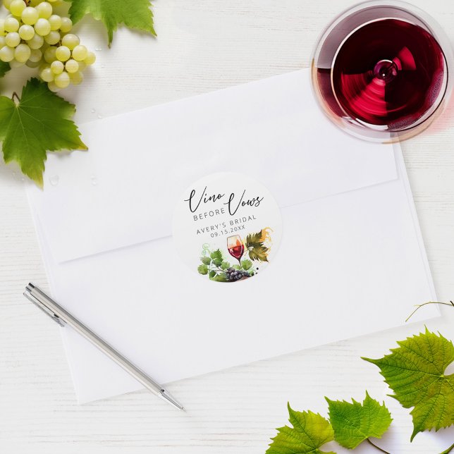 Adesivo Redondo Elegante Vino Antes dos Votos Degustação de Vinho  (Criador carregado)