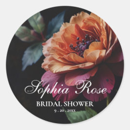 Adesivo Redondo Elegante vintage peachy red floral boho