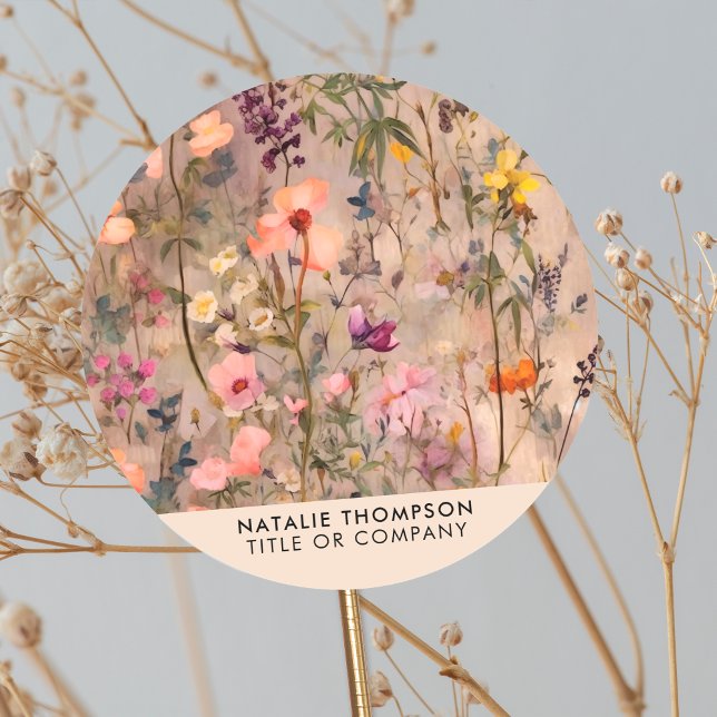 Adesivo Redondo Elegante Watercolor Floral Pequena Empresa (Criador carregado)
