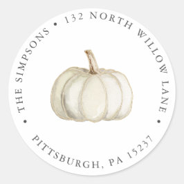 Adesivo Redondo Elegante White e Dourado Endereço de Retorno de Ab