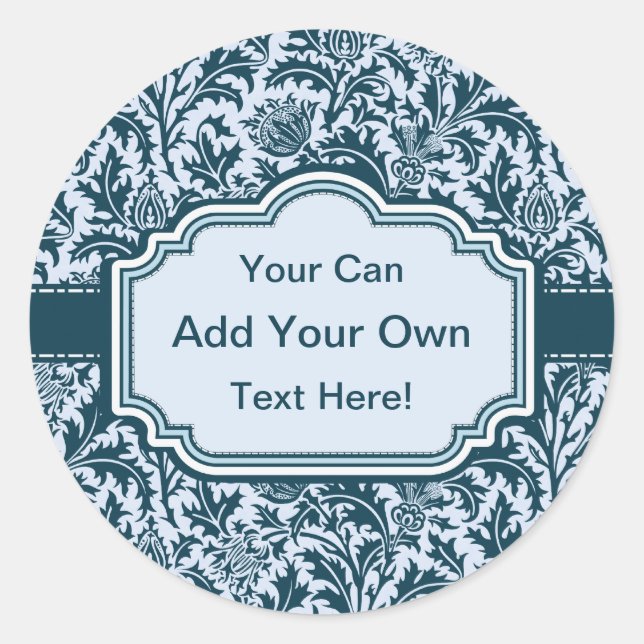 Adesivo Redondo Elegante William Morris Floral Thistle Pattern (Frente)