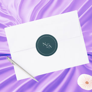 Adesivo Redondo Elegantes e Minimalistas Iniciales de Algodão Verd