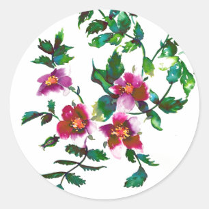 Adesivo Redondo Elegantes flores silvestres modernas em aquarela r