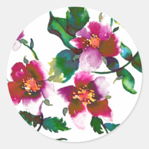 Adesivo Redondo Elegantes flores silvestres modernas em aquarela r