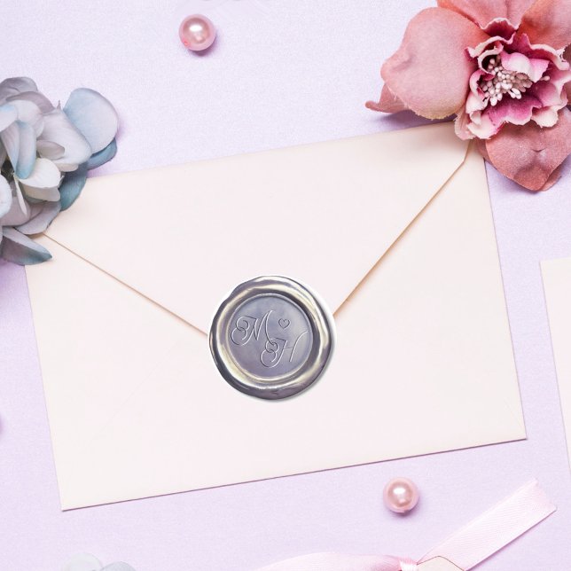 Adesivo Redondo Elegantes iniciais clássicas vintage lavanda casam (Criador carregado)